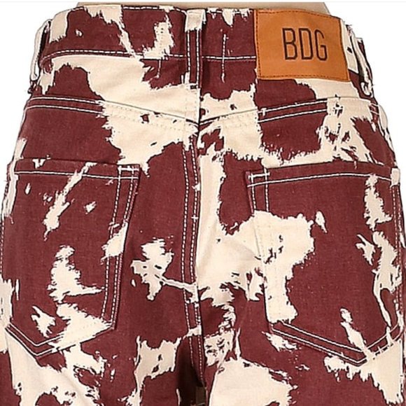 BDG jeans high waist wide leg cow print brown/burgundy white size 26 - Picture 4 of 12